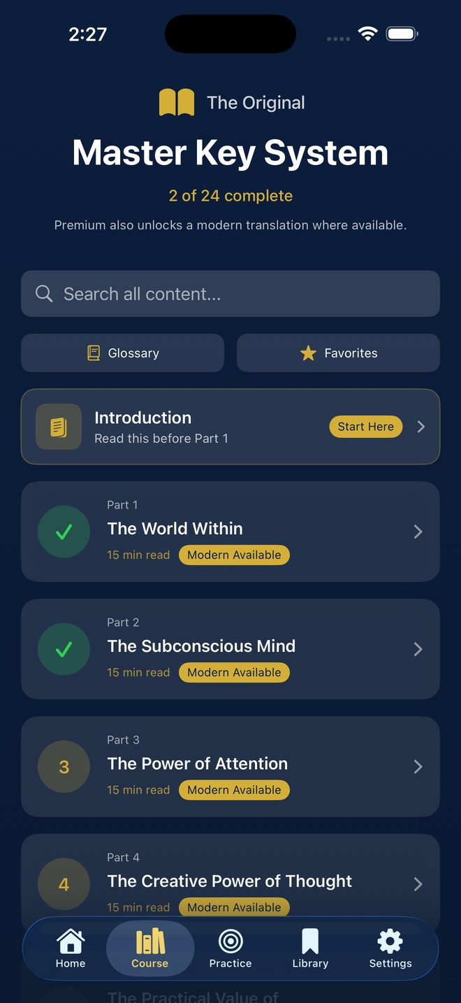 Master Key System course list