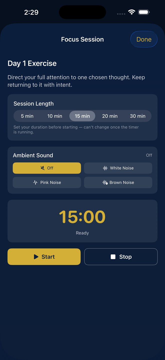 Focus session timer