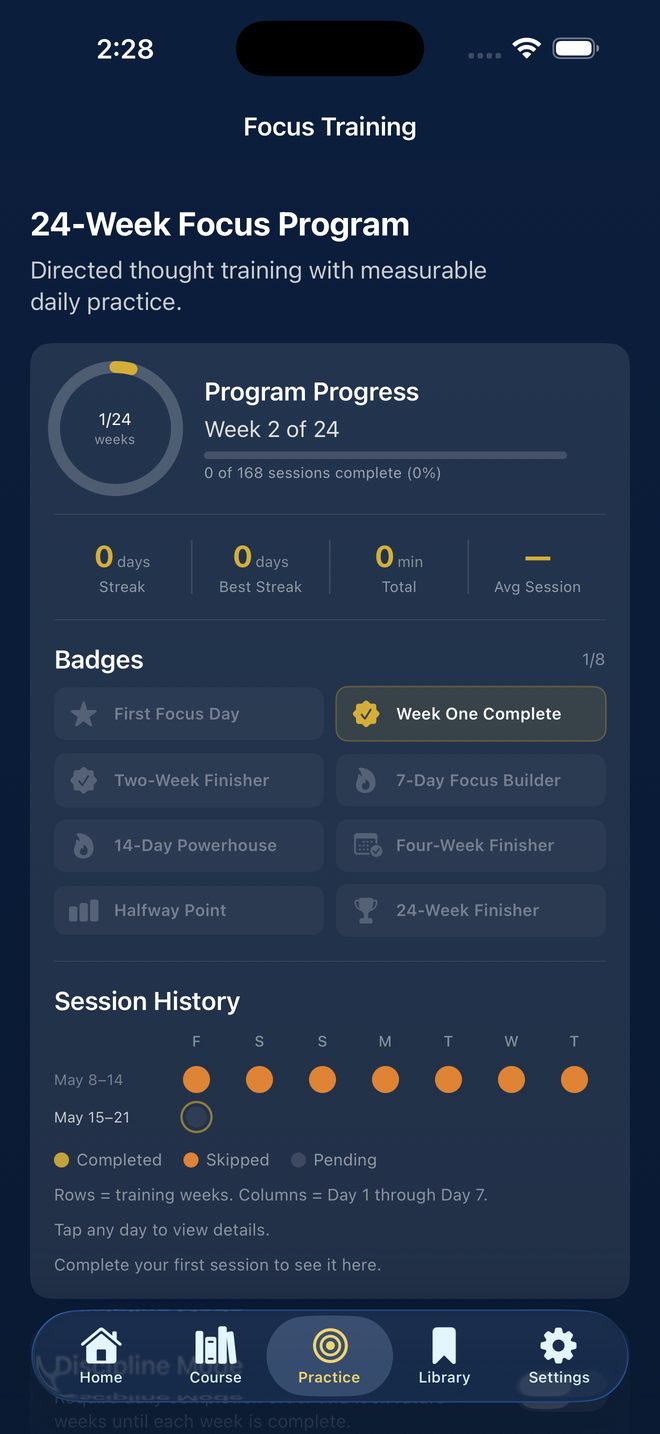 24-week focus training progress
