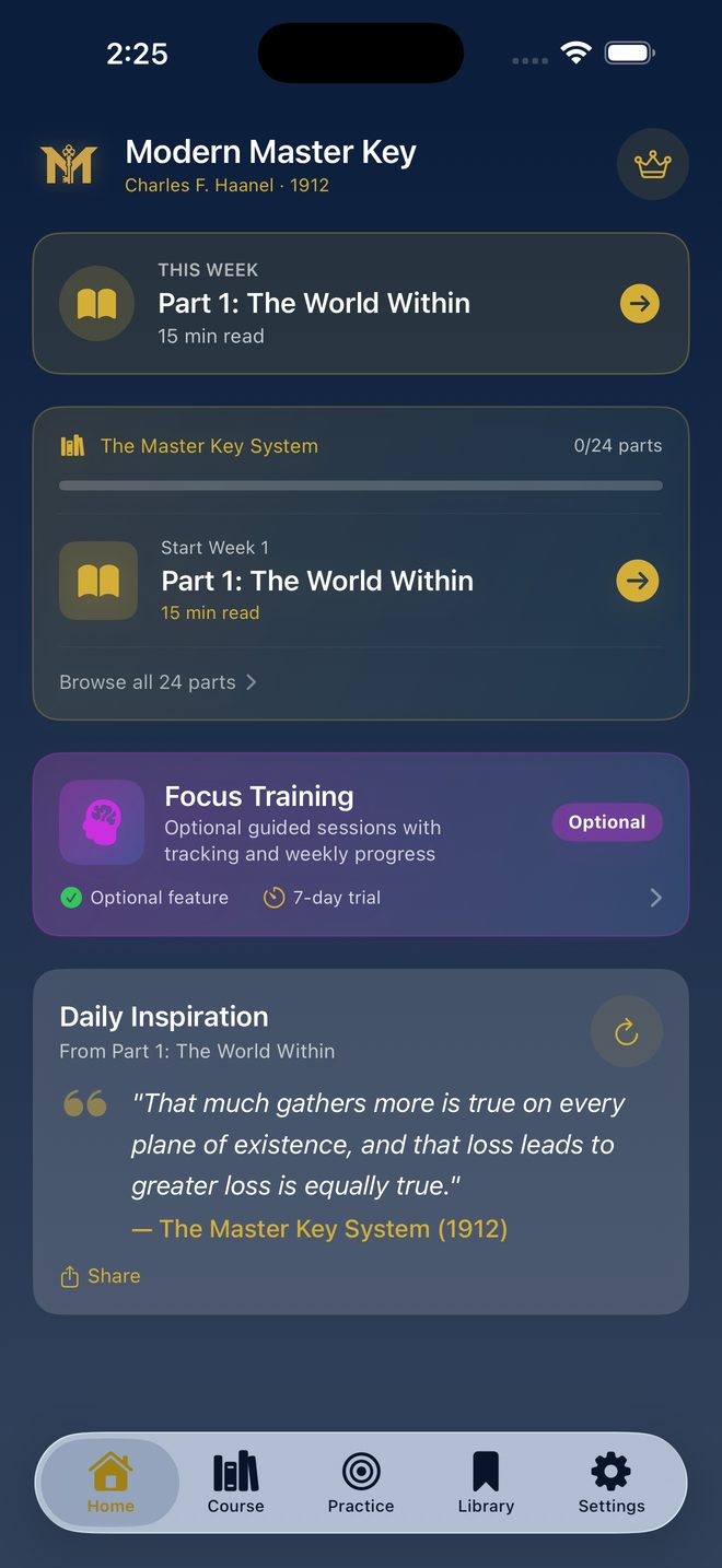 Modern Master Key home dashboard